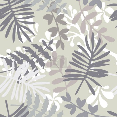 Ilustración de Patrón sin costura con hojas de plantas tropicales - Imagen libre de derechos