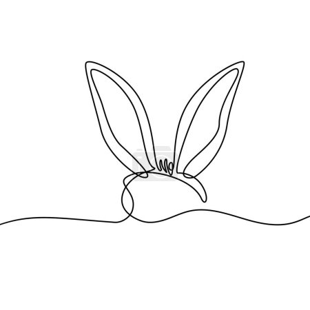 Illustration for Rabbit. drawing a solid line and smooth shapes black outline. One line art with hand drawn pattern. Vector illustration isolated on white - Royalty Free Image