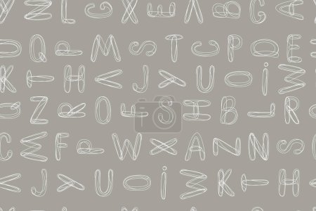 Ilustración de Letras del alfabeto inglés. Un conjunto de letras decorativas dibujadas con una línea continua - Imagen libre de derechos