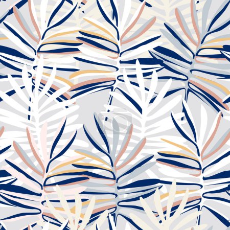 Illustration for Tropical palm foliage. Botanical seamless pattern. - Royalty Free Image