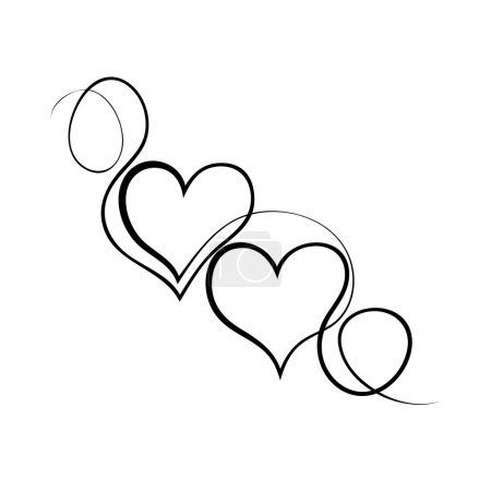Illustration for Heart icons. love symbols. black and white - Royalty Free Image