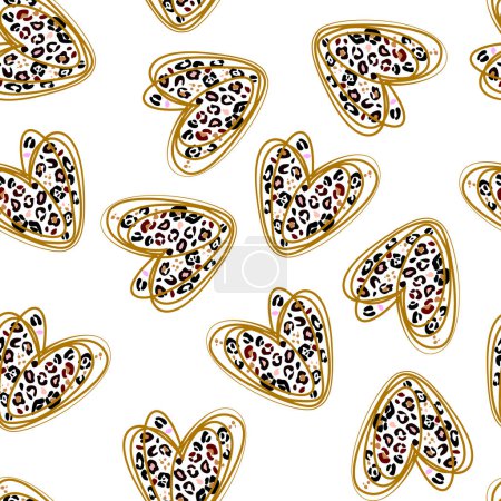 Téléchargez les illustrations : Modèle sans couture coloré avec des formes abstraites colorées dans des couleurs de peau de léopard - en licence libre de droit