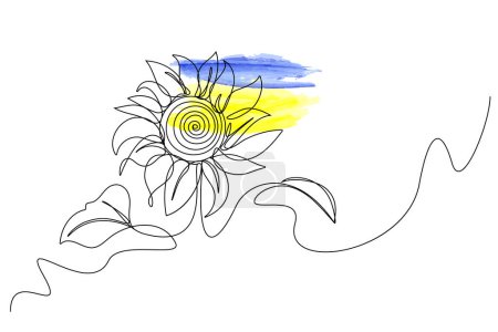 Téléchargez les illustrations : Drapeau ukrainien avec fleur noire et blanche - en licence libre de droit