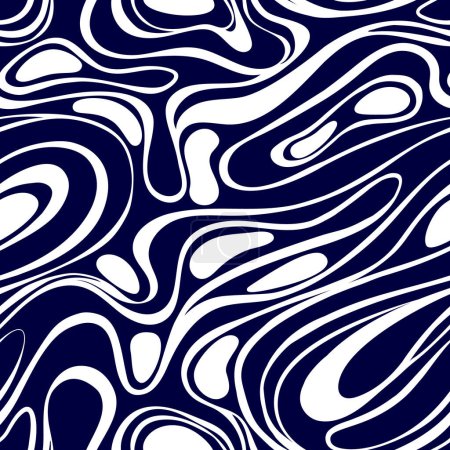 Ilustración de Fondo con líneas onduladas. Textura abstracta de patrón sin costuras con líneas onduladas. Líquido Efecto óptico ilusión de movimiento - Imagen libre de derechos