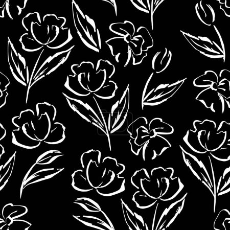 Ilustración de Patrón de flores sin costura vector para tarjetas, textiles y envases. fondos - Imagen libre de derechos