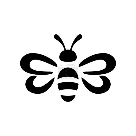 Illustration for Bee icon template vector design. Black silhouette on a white background. Logo Performance Creative Industry - Royalty Free Image