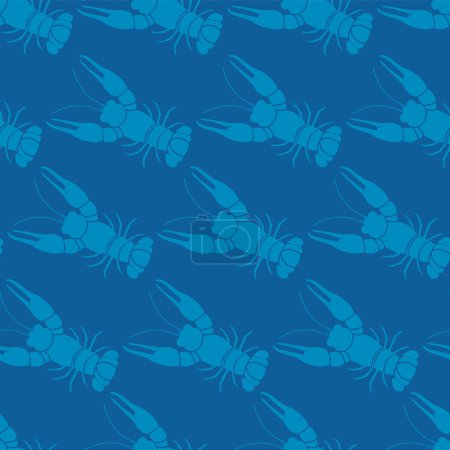 blue seamless pattern with lobsters