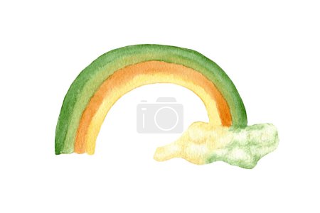 Téléchargez les photos : Green Rainbow Watercolor Element For St. Patricks Day. Illustration isolated on a white background - en image libre de droit