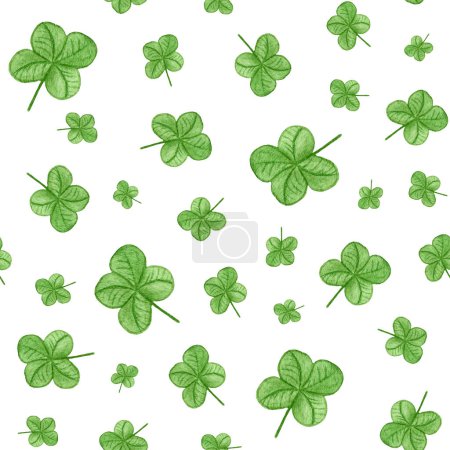 Watercolor seamless pattern with Clover for St. Patricks Day. Background for cards and banners