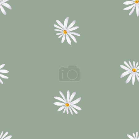 Téléchargez les photos : Watercolor seamless floral pattern. Illustration Flowers Daisies drawn by hand. Spring botanical print Floral texture for textile and fashion design. - en image libre de droit