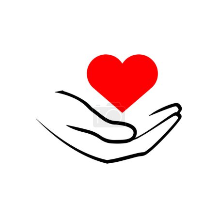 Ilustración de Corazón en un icono de mano - Imagen libre de derechos