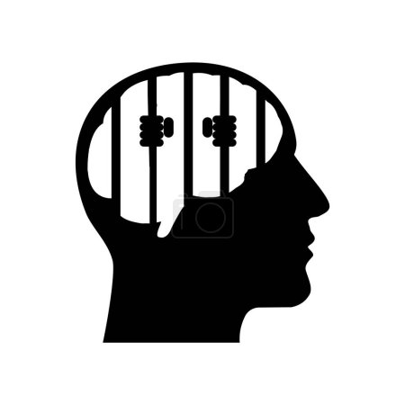 Téléchargez les illustrations : Tête prison silhouette icône - en licence libre de droit