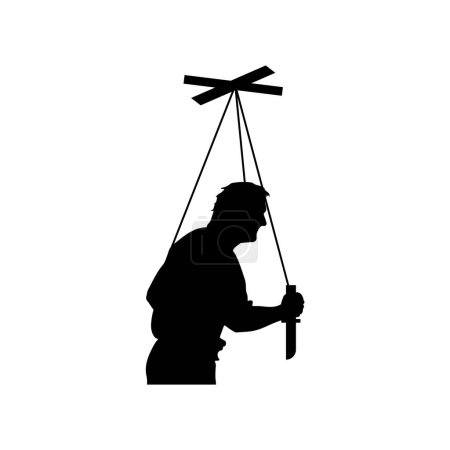 Illustration for Marionette silhouette on white - Royalty Free Image