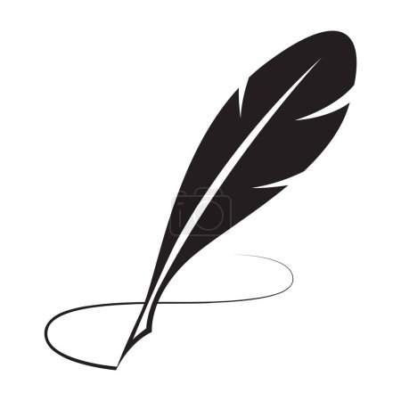 black feather pen on a white background.