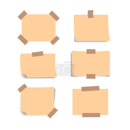 Ilustración de Set de bloc de notas cuadradas, notas adhesivas sobre fondo blanco - Imagen libre de derechos