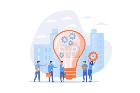 Illustration for Company newcomers, personnel, staff. New team members, adaptation of new employees, first days in company, new employees training concept. flat vector modern illustration - Royalty Free Image
