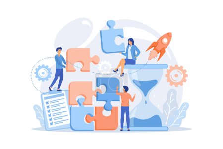 Illustration for Project management. Business process and planning, workflow organization. Colleagues working together, teamwork. Project delivery concept. flat vector modern illustration - Royalty Free Image