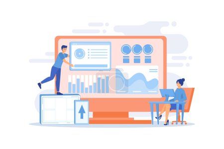Illustration for IT managers integrate technologies into business operations. Enterprise IT management, IT software solutions, enterprise architecture concept. flat vector modern illustration - Royalty Free Image