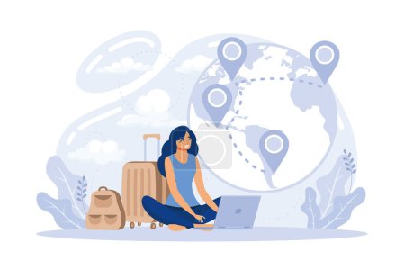 Human capital. International migration, brain drain, digital nomad, trained workers, buisness start up, leave country, flat vector modern illustration
