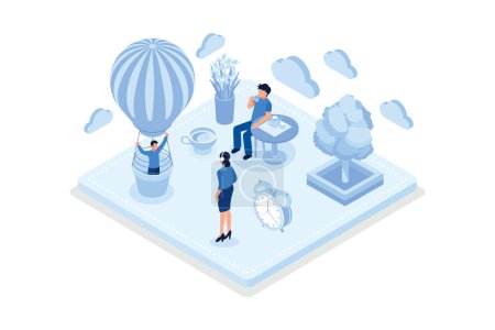 Illustration for We are hiring concept with character. Can use for web banner, infographics, hero images, isometric vector modern illustration - Royalty Free Image