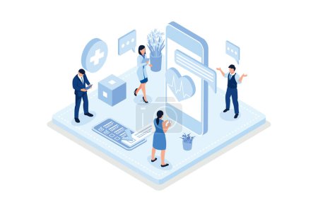 Illustration for Digital health concept. Can use for web banner, infographics, hero images, isometric vector modern illustration - Royalty Free Image