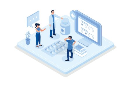 Health insurance, Medicine and healthcare concept, isometric vector modern illustration
