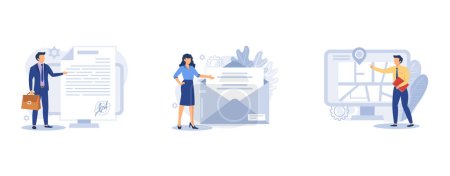 Illustration for Company website menu. Legal notice, newsletter website tab, maps and directions, corporate rules, user interface. set flat vector modern illustration - Royalty Free Image