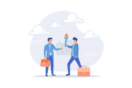 Illustration for Successor plan, baton pass or transfer to new chosen leader, change new CEO or collaboration to achieve goal and win business competition concept, flat vector modern illustration - Royalty Free Image