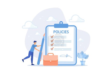 Illustration for Company policies document, legal of term and services, agreement or process to follow, corporate rules or guidance concept, flat vector modern illustration - Royalty Free Image