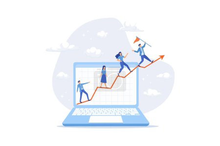 Increase business performance, growth, improvement or growing for success or investment profit, strategy or plan concept, flat vector modern illustration