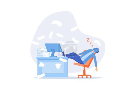 Illustration for Quiet quitting, lack of work motivation, work boredom or morality, exhaustion or burn out from hard work without recognition concept, flat vector modern illustration - Royalty Free Image
