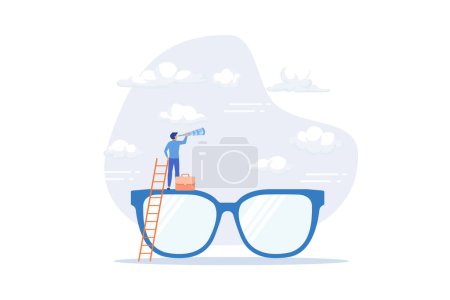 Illustration for Clear business vision, clarity or transparency, discover way to success or looking for business opportunity, precision or accuracy concept, flat vector modern illustration - Royalty Free Image