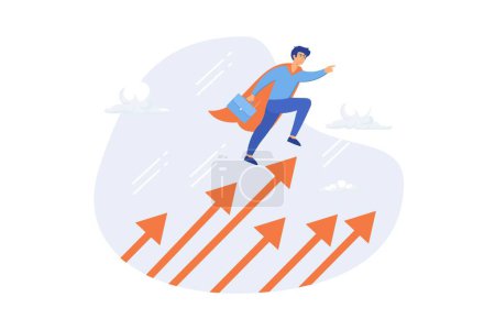 Illustration for Growth for success, professional or expert to grow business, high performance or leadership, winner motivation concept, flat vector modern illustration - Royalty Free Image