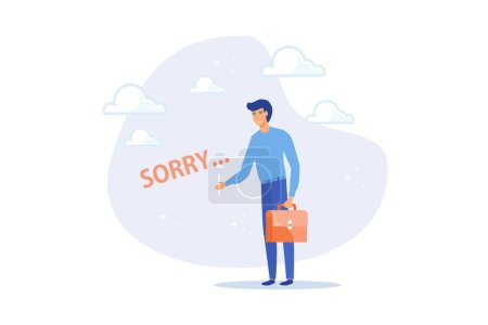 Illustration for Apologize or say sorry, regret for what happen asking for forgiveness, professional or leadership after mistake or failure, pardon or feel sad concept, flat vector modern illustration - Royalty Free Image