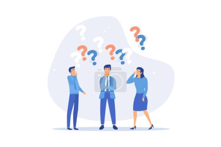 Illustration for Confused people with confusion problem or doubt, lost in trouble or complexity, complicated questions or misunderstanding concept, flat vector modern illustration - Royalty Free Image