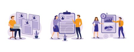 HR and headhunter service. Human resources, candidates, performance management, find employee, job applicant. set flat vector modern illlustration