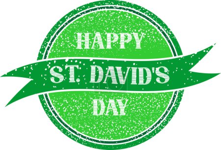 Téléchargez les illustrations : Happy St. David's day grunge rubber stamp on white background, flat vector modern illustration - en licence libre de droit