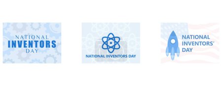 Téléchargez les illustrations : National Inventors Day, February 11, Holiday concept, set flat vector modern illustration - en licence libre de droit