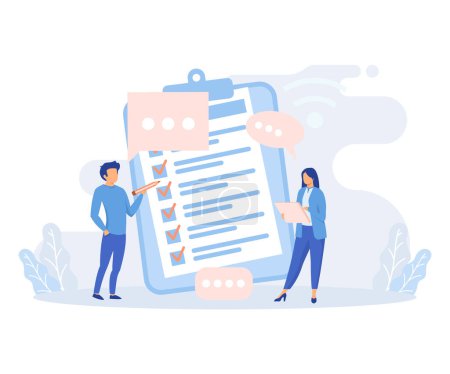 Illustration for Review illustration set. People characters giving five star feedback. Clients choosing satisfaction rating flat vector illustration - Royalty Free Image