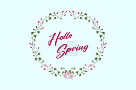 Téléchargez les illustrations : Hello Spring! Floral wreath.modern watercolor vector illustration - en licence libre de droit