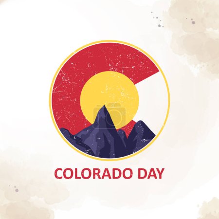 Téléchargez les illustrations : Colorado Day, logo design symbole, mont Elbert signe, illustration montagnes rocheuses les États-Unis. illustration vectorielle d'arrière-plan moderne pour affiche, carte et bannière - en licence libre de droit