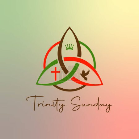Hintergrund für Dreifaltigkeitssonntag, Text mit religiösem Dreifaltigkeitssymbol, moderne Hintergrundvektorillustration für Poster, Karte und Banner