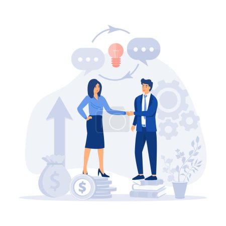 Illustration for Business people shaking hands. venture investment, flat modern vector illustration - Royalty Free Image