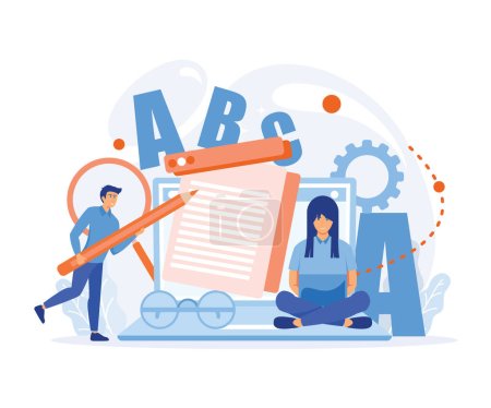 Content writer. Blog articles creation concept. freelance work business and marketing. flat vector modern illustration
