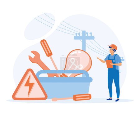 Illustration for Home maintenance and improvement. electrician, flat vector modern illustration - Royalty Free Image