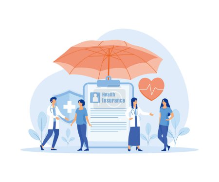Health insurance concept flat vector illustration for landing page, banner, web design, business. flat vector modern illustration