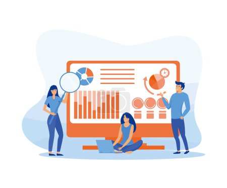 Data analysis or header decorate people character for website development and mobile website. flat vector modern illustration