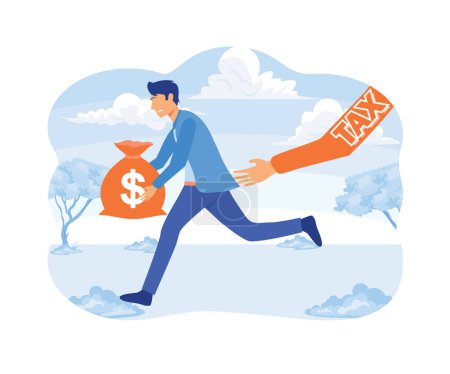 Businessman running away from tax for tax concept. flat vector modern illustration