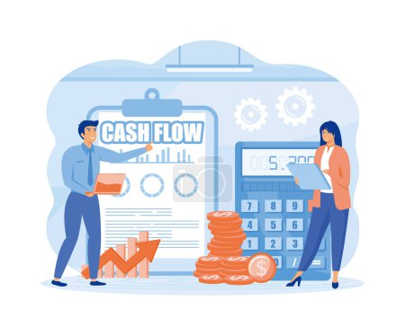 Illustration for Cash Flow Vector Illustration Concept. Business people with online cash flow report. flat vector modern illustration - Royalty Free Image