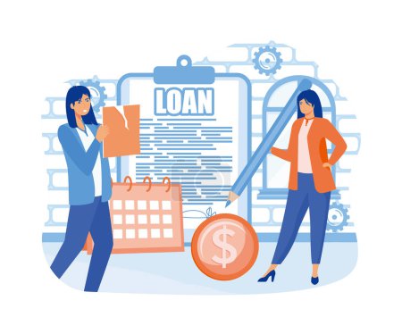 Illustration for Loan restructuring concept. Credit refunding with reduced interest rate. Bank-offered financing of purchases. Loan application, credit arrangements. flat vector modern illustration - Royalty Free Image